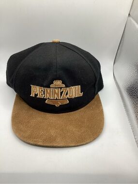 Vintage Pennzoil suede brim baseball cap hat SnapBack